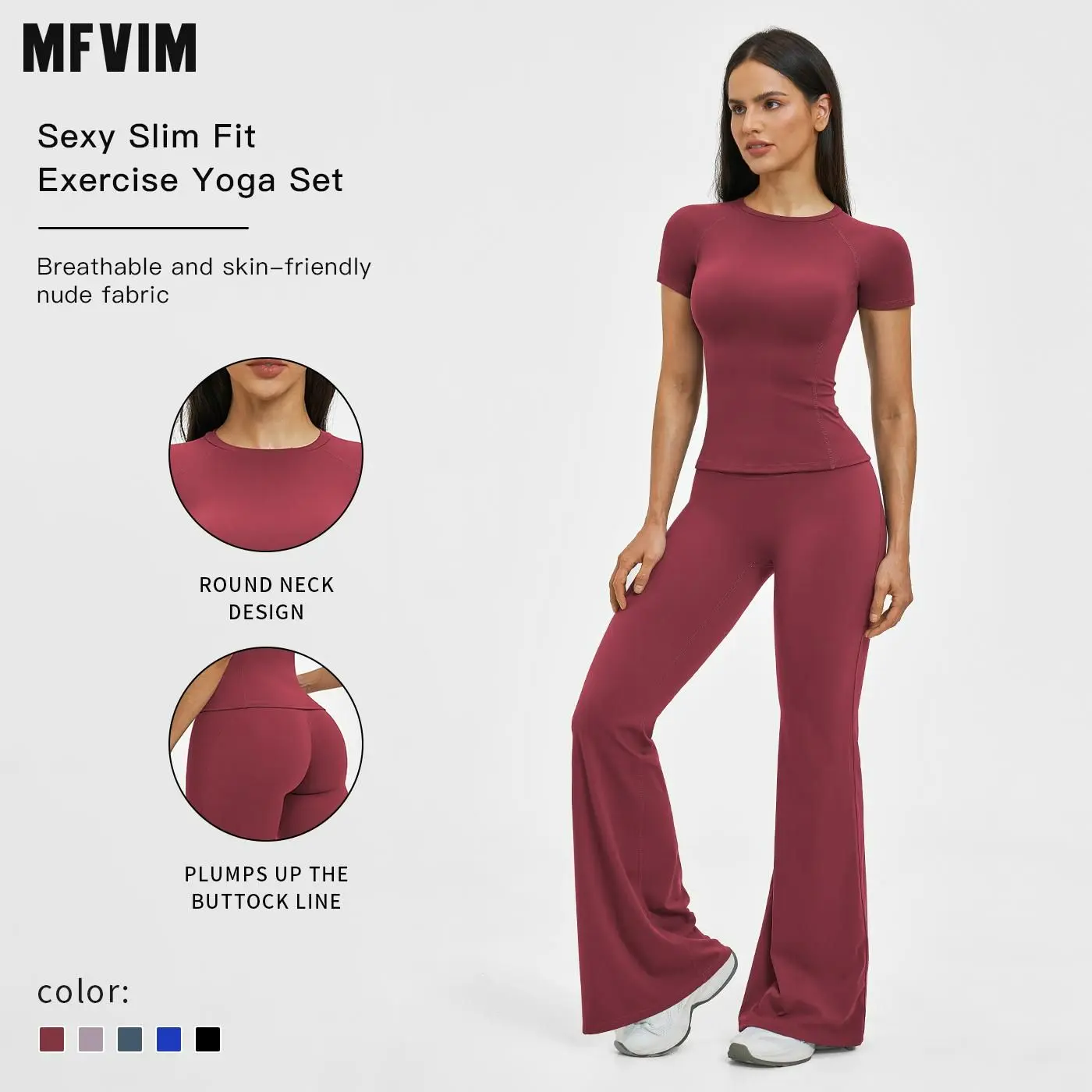 MFVIM Women's 2 pc Sports Suit, Slim Fit Stretchy Activewear Set with Quick Dry Short Sleeve Shirt for Yoga and Running, 2 Pc Set Women's Sports Sweat Suit, Matching Workout Set, Athleisure Yoga Wear