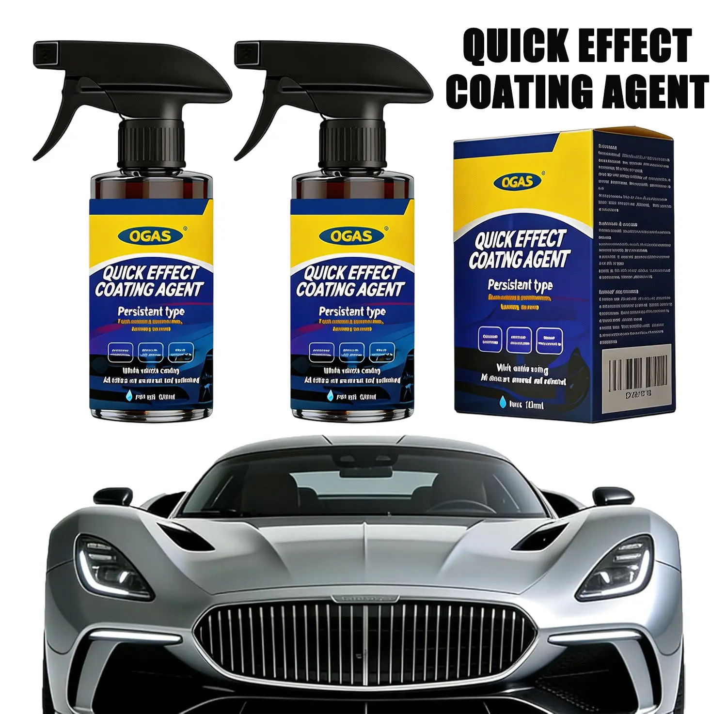 Advanced Car Quick-Acting Coating Agent Spray, Car Coating Spray Quick Effective Coating Spray Car Scratch Wax Polish Spray Waterless Wash, Oil Film Emulsion Glass Cleaner Extendable Heavy Duty Ice Scraper and Brush