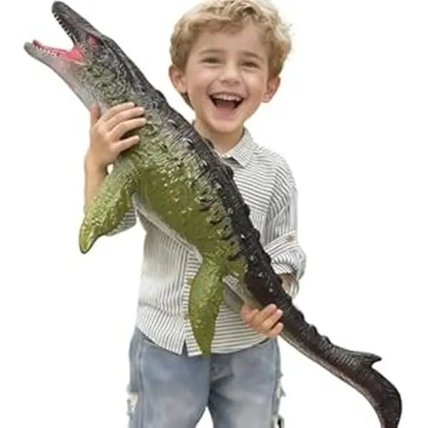 32" Inflatable Soft Stuffed Dinosaur Toy - Large Mosasaurus for Kids Ages 3-5, Toddler Party Favors, Birthday Gifts for Boys and Girls