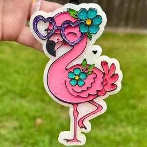 Flamingo with flowers Car Freshie