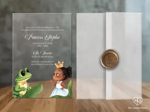 Princess & Frog Baby Shower Acrylic Invitations with Premium Envelopes by My Lovely Store