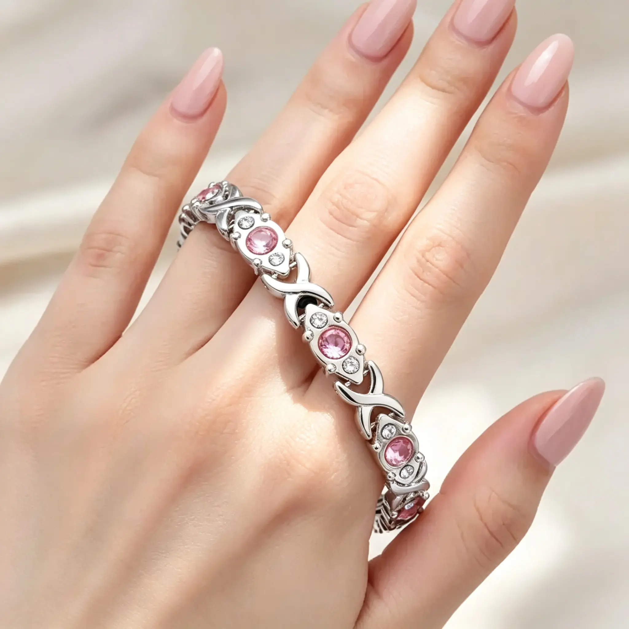 Magnetic Bracelet for Women Energy Magnet Bracelet with Magnets Magnetic Bracelet for Pain Relief Adjustable Ladies' Wristband with Sparkling Cubic Zirconia Eco-Friendly Alloy Elegant Minimalist Bangle  Good Luck Bracelet Gift for mom