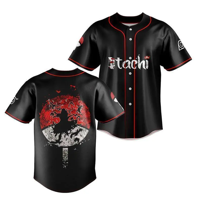 Full Print Uchiha #Itachi Naruto Baseball Jersey, Print Anime Baseball Jersey, Retro Trendy Anime Jersey Shirt, Stylish Jersey Outfit, Anime Baseball Jersey, Unisex Anime Shirt, Ideal Gift for Anime Lovers