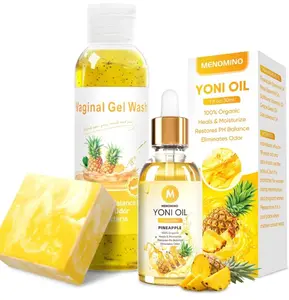 Feminine Wash & Yoni Soap Bar & Yoni Oil for Women pH Balance, Pineapple Yoni Wash for Moisturizing Remove Odor, 5.07 Fl.Oz Feminine Wash 1 Fl.Oz Feminine Oil & 3.53oz