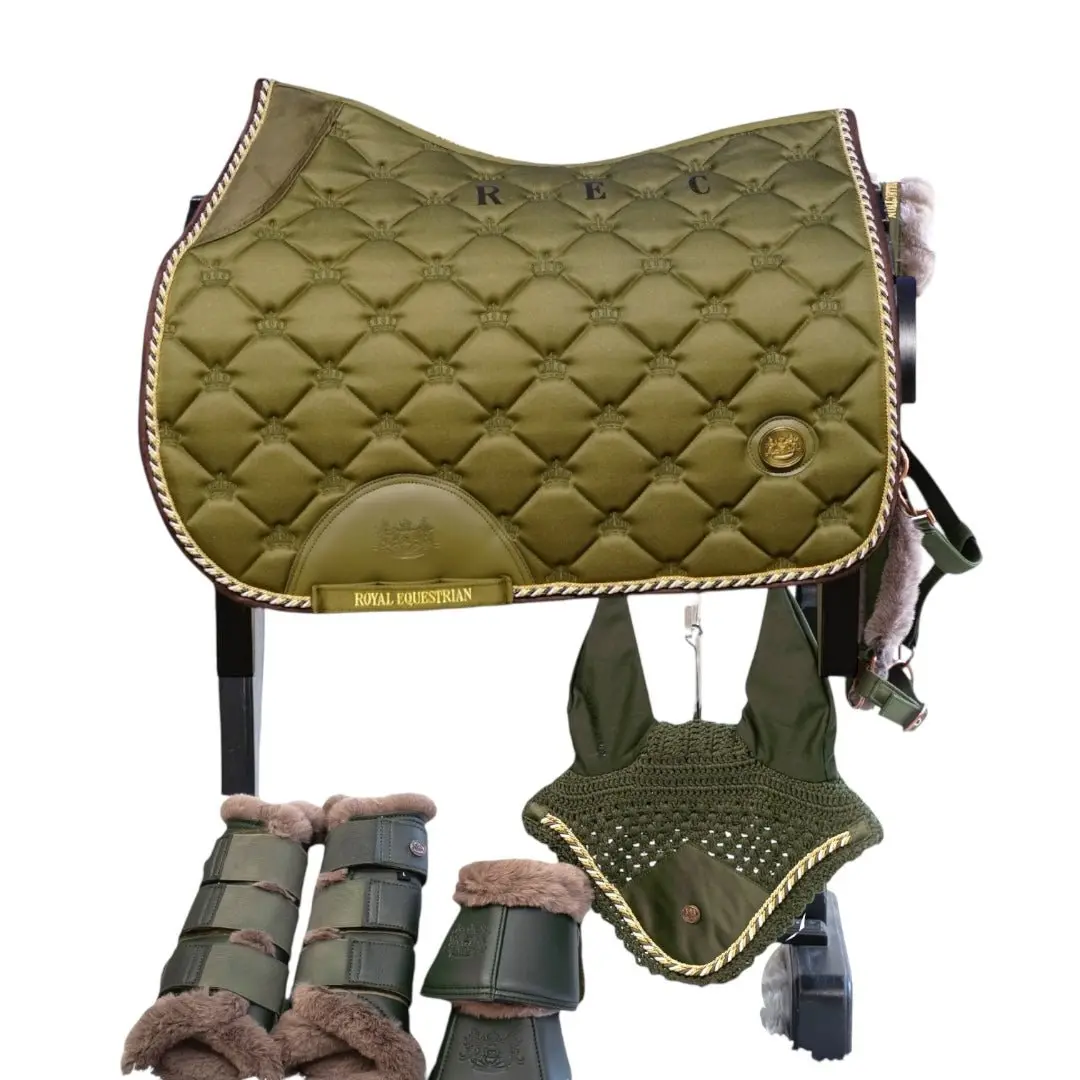 Royal Equestrian Saddle Pad Jump Olive Gold