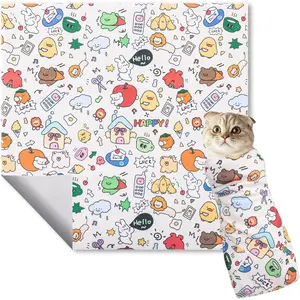 27.6In Self-Adhesive Cat Grooming Wrap, Anti-Escape Cat Restraint for Nail Clipping, Cat Swaddle Wrapping Cloth for Pet Cleaning & Beauty, for Cats up to 15lbs, Cat Gifts