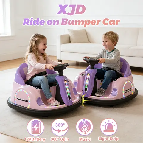 XJD 12V Electric Ride on Bumper Car Toys for Kids, 360° Spinning Bumping Toy Gifts Cars, Music Play, LED Lights, Best Choice Products for kids Rechargeable Fun