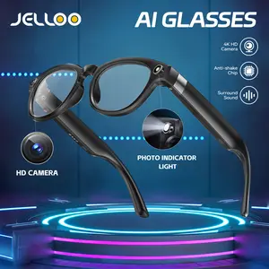 JELLOO Al Smart Glasses with 1080P HD Video and 8mp Camera, Call Answer, Voice Control, Real-Time Translation, Wireless Glasses with Open Ear Speaker Music Playback Outdoor Photochromic Lenses Gifts for Men Women