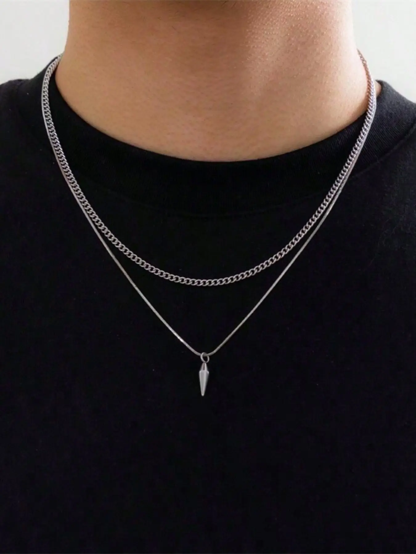 Men's Chunky Stainless Steel Chain Necklace, Cuban Link Chain, Cuban Link Design, Curb Cuban Chain, Fashion Jewelry for Party, Daily Clothing Decor, Trendy All-match & Exquisite Jewelry for Birthday Gift