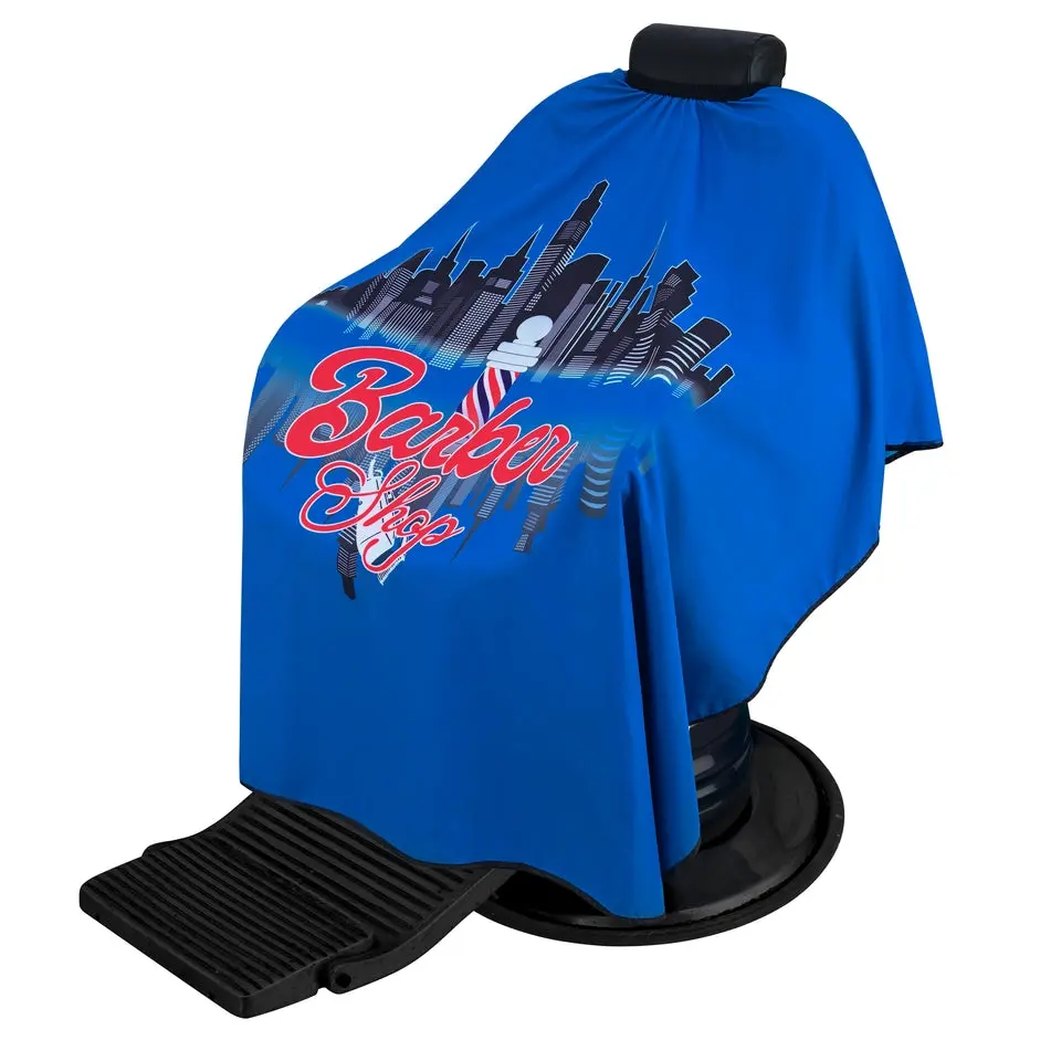 Regale Stylish City Cape With Barber Shop Lettering and Classic Barber Pole, Adjustable, Lightweight, Haircare, Salon, Wrinkle Resistant, Fabric/Material