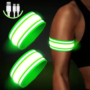 Light Up LED Armband for Running Walking at Night,Reflective Arm Bands for Runners,Rechargeable Jogging Lights,High Visibility Night Running Safety Gear Adjustable Running Women Men Kids