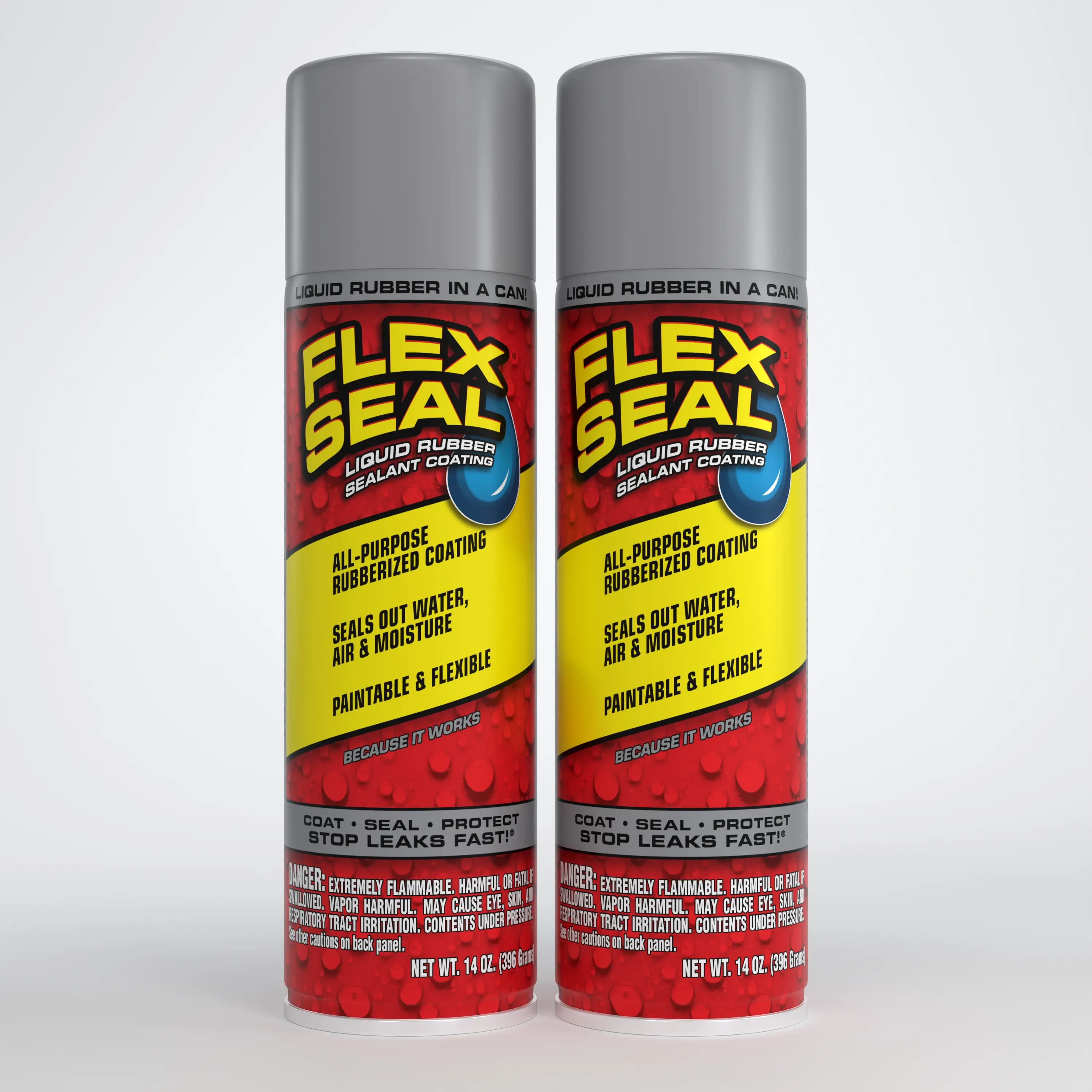 Flex Seal Sealer - White, Gray, 2-Pack, 415ml Each, for Sealing Jobs on Various Surfaces