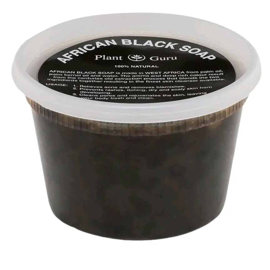 Plant Guru African Black Soap Paste 16 oz 100% Raw Pure Natural from Ghana Acne Treatment Eczema Psoriasis Dry Skin Scars Dark Spots Pimples Blackhead