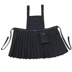 Women's Work Apron with Adjustable Straps, Metal Accessories, Fashion Pleated Design, Suitable for Hair Salon and Restaurant