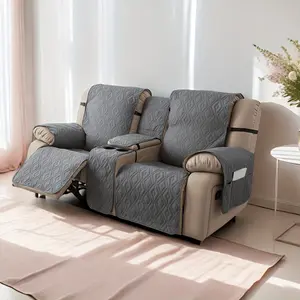 Split Design Sofa Recliner Cover, Waterproof Non-Slip Pet-Friendly & Machine Washable Adjustable Armchair Protector with Console