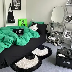 Cartoon Eyes Rug Tufted Bedside Non-Slip Backing 20 Inch x 48 Inch Polyester Rug with Unique Graphic Design for Indoor Use