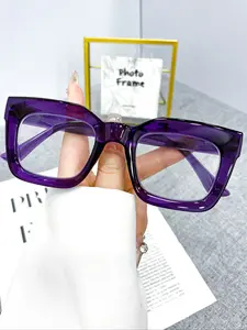 New Rectangle Fashion Glasses, Vintage Thick Frame Design, Women's Suitable for Dating Bare Face Daily Wear Decorative Eyewear, Square Frame Glasses