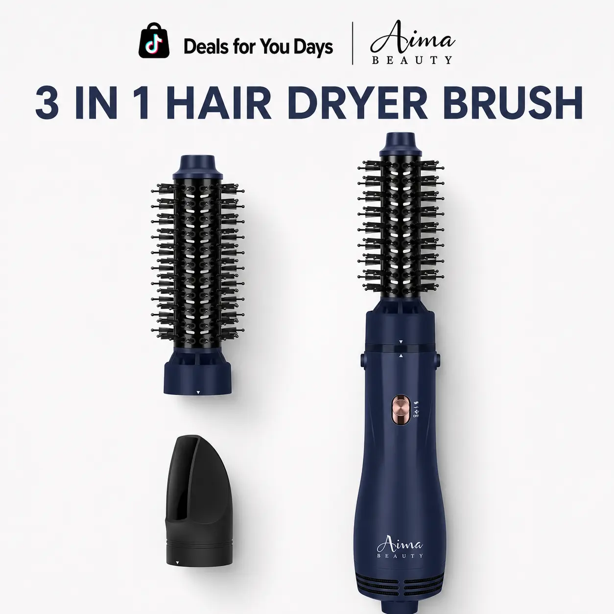 Aima Beauty 3 IN 1 Blowout Dryer Brush,Multi-Functional Hair Stying Tool, Dryer Curling Iron Set, Round Brush Blow Dryer,Ionic Hair Straightener & Curler for Short Medium Long Hair, Interchangeable 1” & 1.25” Round Barrel, Ionic Frizz Control for Women
