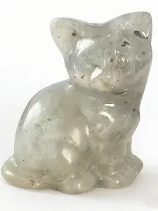 1pc Labradorite cat statue, Natural Labradorite Cat Crystals, Hand Carved Crystal Carving Gemstone Animal Sculpture Home Decor for Cat Lovers