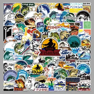 Fishing Stickers Pack Waterproof Vinyl Bumper Decals Perfect for Laptop Car Skateboard Water Bottle Hard hat Scrapbook Travel Case Guitar Luggage Motorbikes (100-Pcs Fishing)