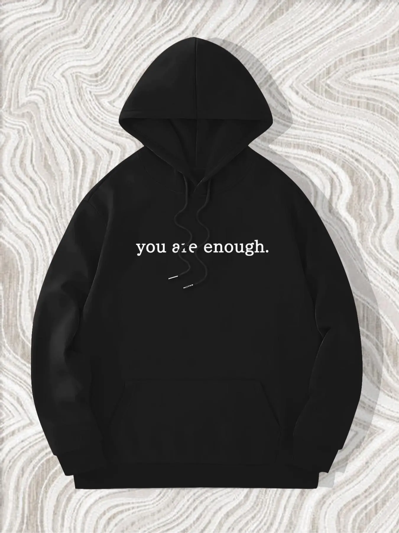 Men's Letter Print Drawstring Knit Hoodie, Loose Fitting Hoodie, Casual Kangaroo Pocket Long Sleeve Hooded Sweatshirt for Spring & Fall, Fashion Men's Clothes for Daily Wear, Graphic Hoodies, Menswear, Clothing Hoodie
