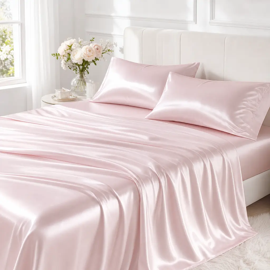 Sasttie Satin Sheets Queen Size - 4 Pieces Luxury Soft Black Silky Bed Sheets Set with Pillowcases - Smooth Silk-Like Satin Fabric, Reinforced 14 Inches Pocket, Oeko-Tex Certified