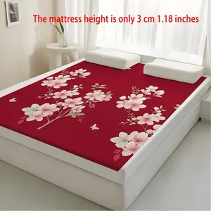 Bottom Flower Pattern Sponge Mattress, 1.57 Inch, Hotel Grade, Queen Size Foldable Portable, Multi-Functional, Washable Cover, Folding Mattress