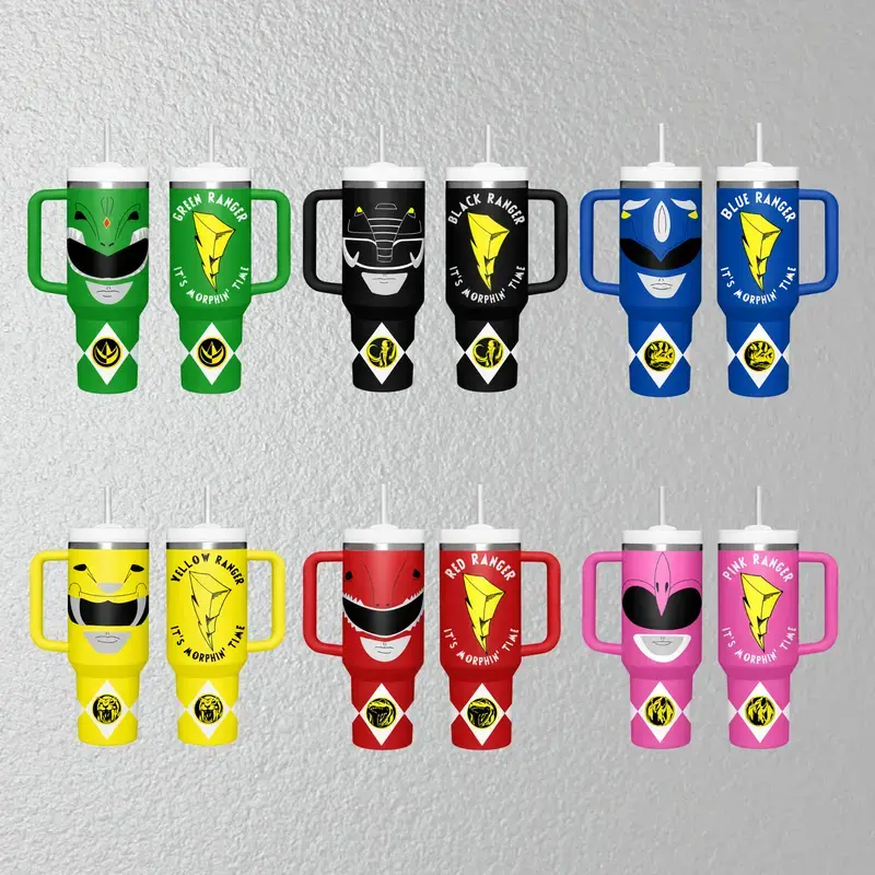 [Gift box and straw] It's Morphin' Time Power Ranger Tumbler 40oz  – Stainless Steel Insulated Mug With Handle & Straw for Fans