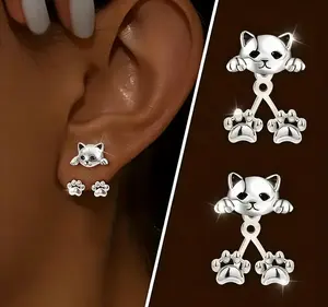 Premium Cat Paw Dangle Earrings Cute Pet Paw Pendant Fashion Animal Jewelry Elegant Trendy Gift for Women