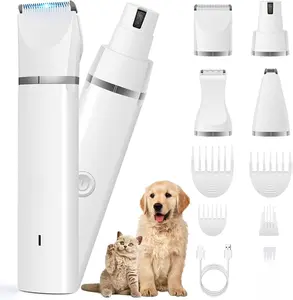 Dog Clippers Grooming Kit Hair Clipper-Low Noise Paw Trimmer- Rechargeable - Cordless Quiet Nail Grinder Shaver for Cats and Other Pets