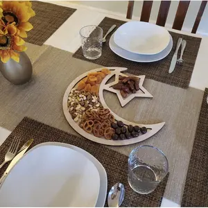 Wooden crescent moon and star tray