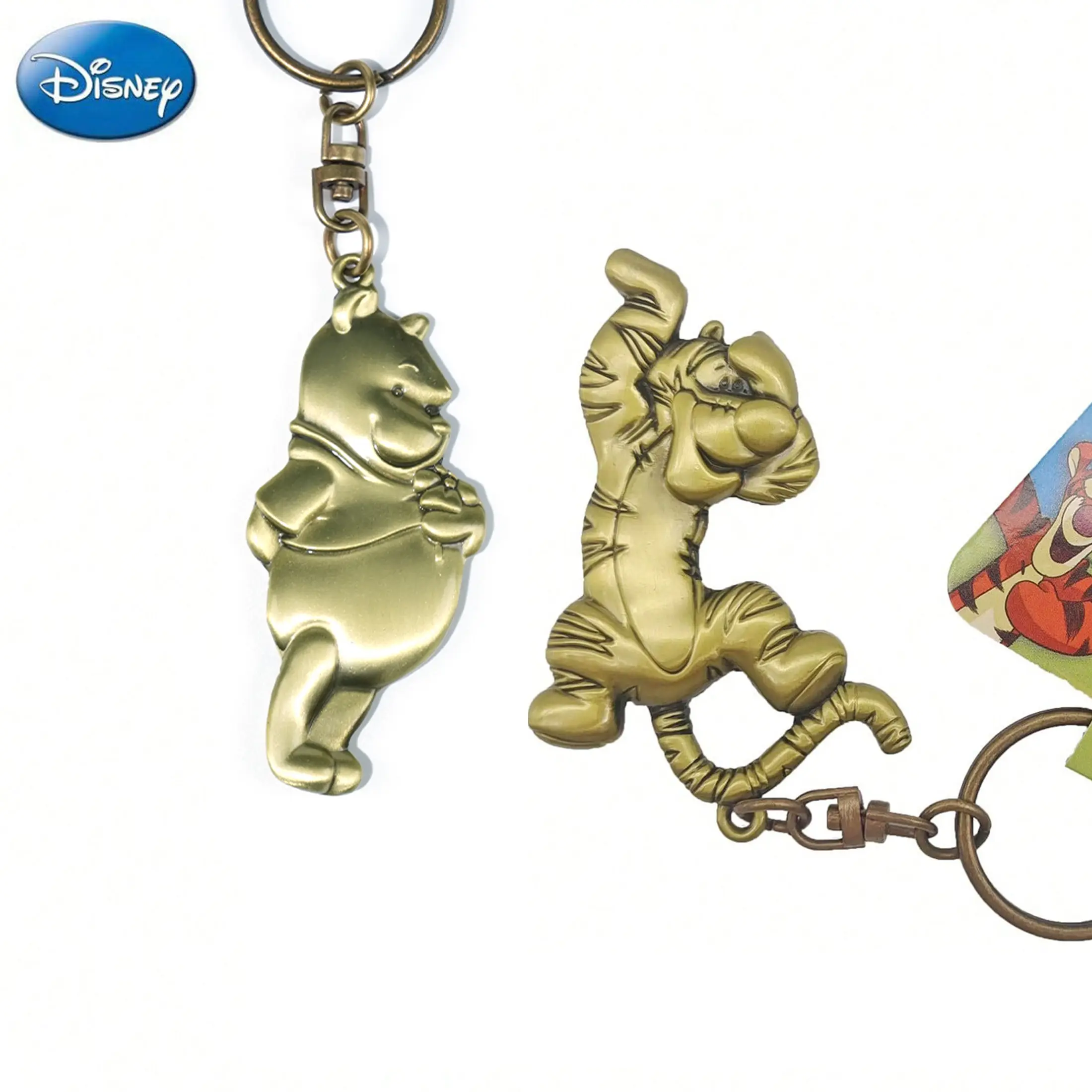 Disney Cartoon Character Keychain - Eeyore, Winnie The Pooh, Tigger Designs, Brass-Pewter Metal Keyring, Personalized Fashion Accessory Pendant, Keychain for Bags, Car & Backpack Decoration, Personalized Gifts, Sturdy, Cute Collectibles