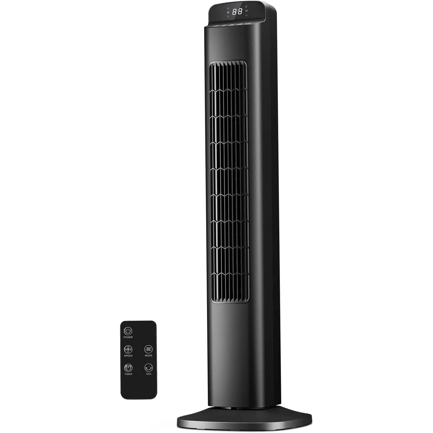 R.W.FLAME Portable Tower Fan, 80° Oscillation, with Remote Control, Bladeless Fan, 5 Speeds and 3 Modes, Low Noise Tower Fan for Bedroom and Living Ro