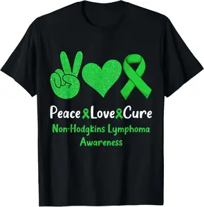 Casual Cotton shortsleeve tees  Peace Love Cure Non-Hodgkins Lymphoma Cancer Awareness Cute T-Shirt