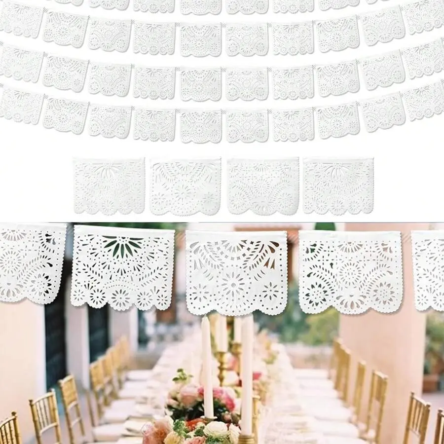 60-Piece Mexican Style PE Hollow Banner Group Set, Mexican Style DIY Decorations, Wall Decor Flags, Wall Hanging Backdrop, Outdoor Party Supplies, Party Decoration Supplies