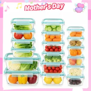 18Pack Kitchen Food Storage Set, BPA-Free Glass Containers with Airtight Lids & Black Blue Utensils, Microwave Safe