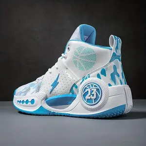 Men's high-top basketball sneakers - non-slip breathable mesh for outdoor and sports activities, striped design, lace-up closure outdoorfun