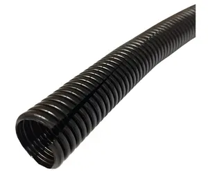 212 MAIN Corrugated Flexible Slit Colored Polyethylene Split Wire Loom - 0.75 in. Nominal Size (0.75" dia.), 100 ft. Length, Black, Easy Insert, Protects Wires for Phones & Electronics Cables
