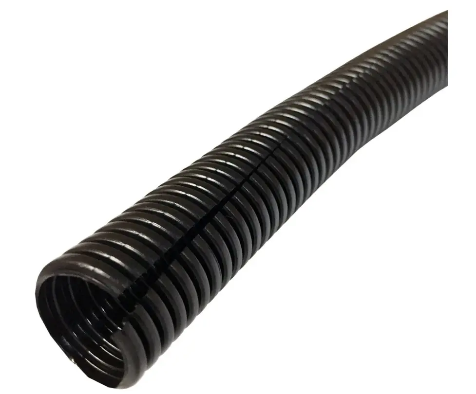 212 MAIN PE Corrugated Flexible Slit Colored Split Wire Loom - 0.75 in Dia, 100 ft Length, Black, Easy Insert, Abrasion-Resist/Temperature-Resistant Cord Protector Sleeve for Phones, Computers, Electronics Cables, Automotive Wires