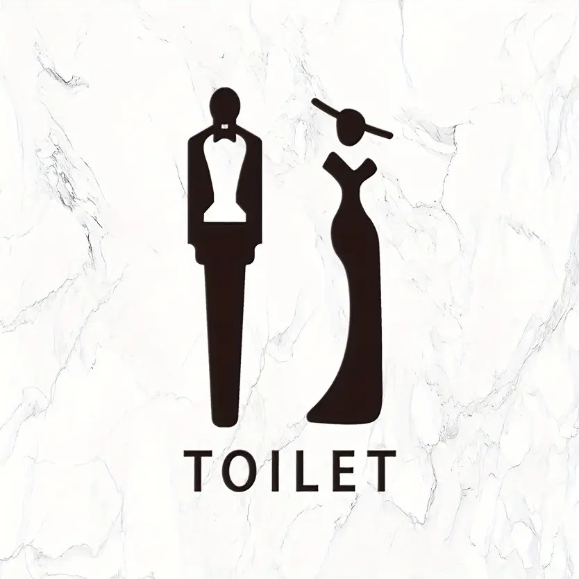 Self-Adhesive Bathroom Door Sticker, Creative Unisex Toilet Sign, Simple Style, 13.9cm/5.47 Inches, Unique Design