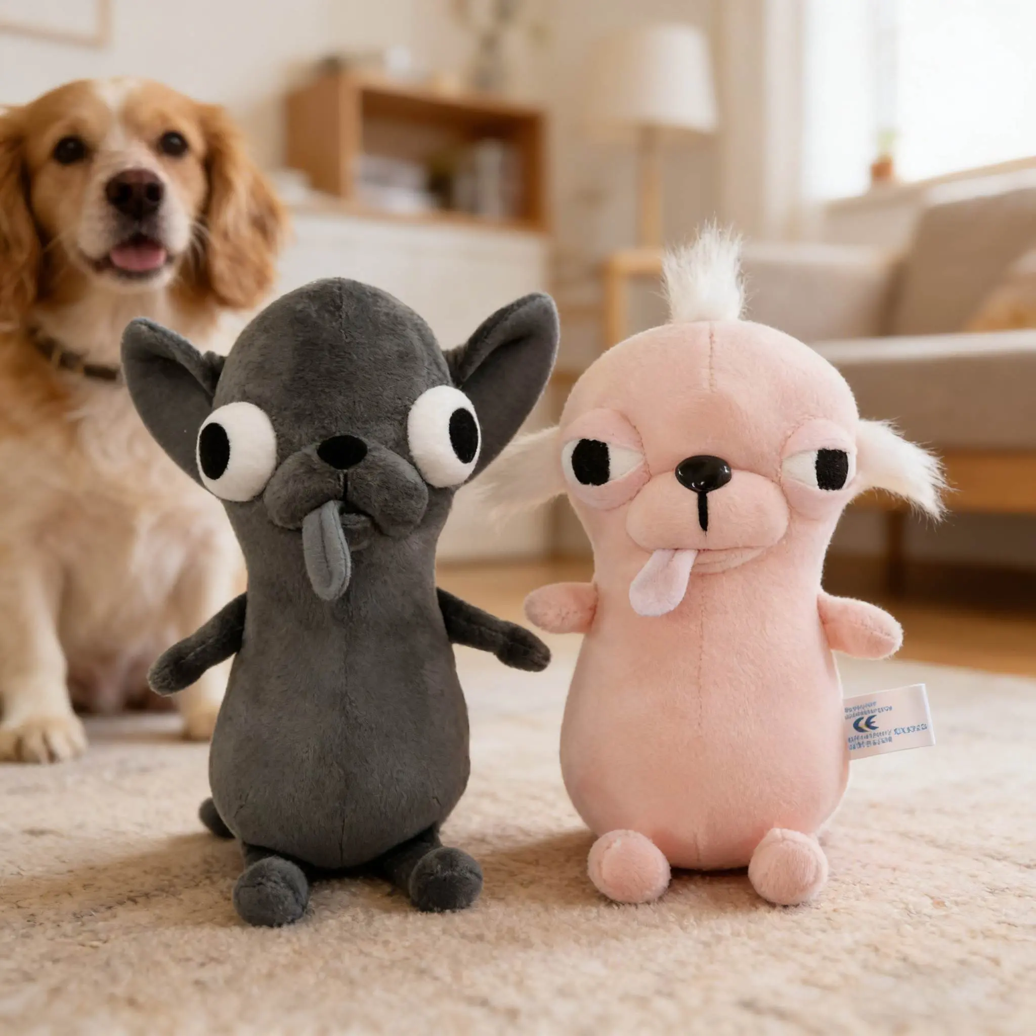 Chihuahua Design Plush Toy for Dogs, Cute Soft Fluffy Chew Toy with Big Eyes & Floppy Ears, Durable Stuffed Animal Gift for Dog Lovers