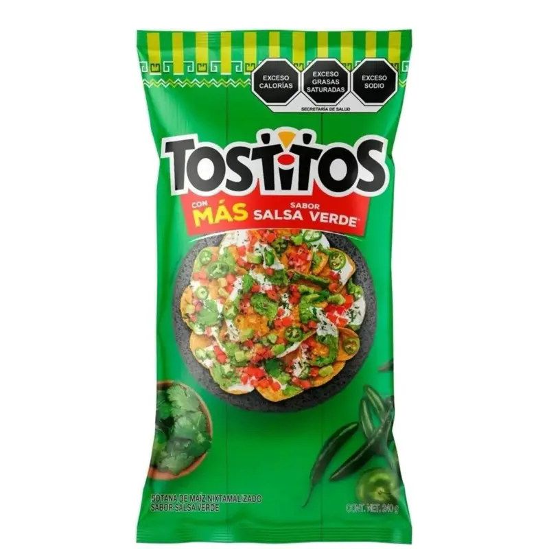 Tostitos Verde Salsa Big Bag with Authentic Mexican Corn Chips, Crunchy Crisps & Puffed Snacks, Made from Corn, Room Temp, Suitable for All Ages