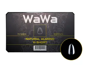 WAWA 600PCS Almond Nail Tips, Pre-shaped Clear Fake Nails Tips with box - 14 Sizes Full Cover Soft Acrylic False Gel x Tip Press On for Nails Extension