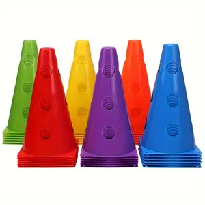 Set of 12-36 Soccer Training Durable Cones, 23cm Marking Buckets with Holes, Speed Agility Drills Equipment, Football Obstacle Course Accessories