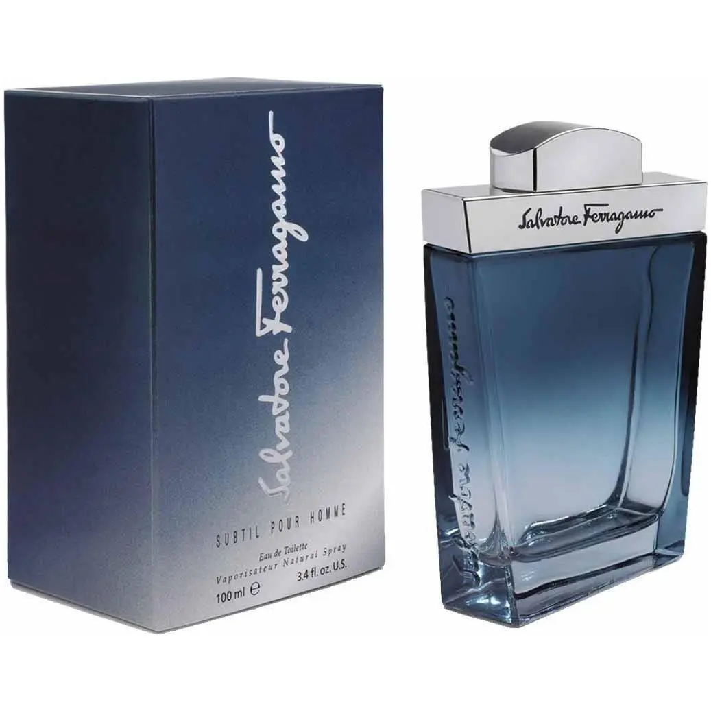SALVATORE FERRAGAMO Subtil Pour Homme EDT, Italian Elegance Scent with Lotus Leaf, Ginger, and Amber Musk, Spray for Men, 3.4 oz / 100 ml, Signature Scent, Masculine, Smelling Good, Single Item, Designer Men's Fragrance, Eau De Parfum Spray Men's Fragranc