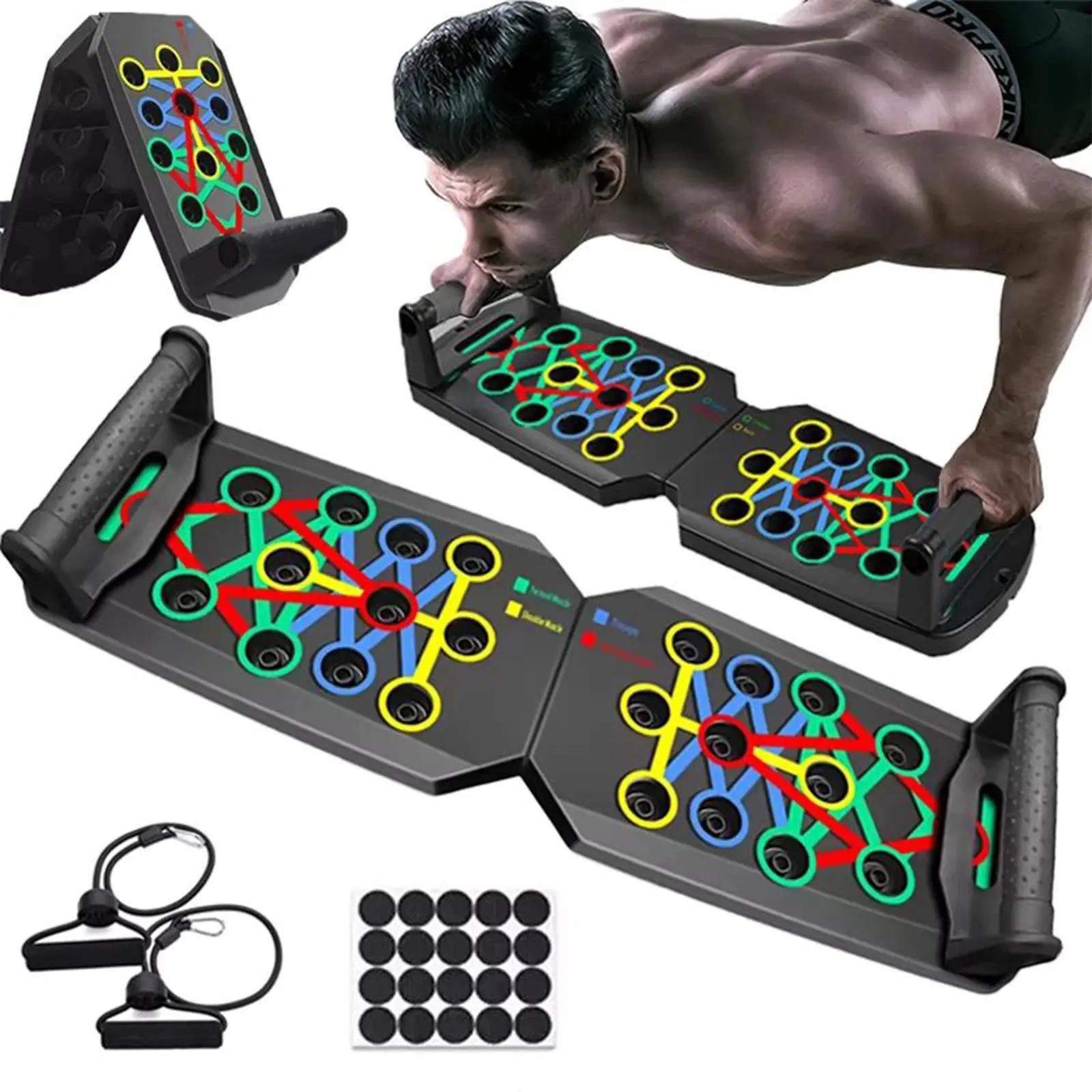 5-in-1 Portable Push-up Board System - Multifunctional Fitness Tool, Portable Exercise Machine, Workout Machines for Home, Strength Training Equipment for Chest & Abdominal Workouts, Gift for Men, Home Gym Accessory, Home Workout Station