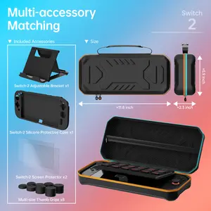 Hosanwell Switch2 4 in 1 Accessories Set for 2026 Nintendo Switch2 Model,Switch2 Hard Carrying Case with Switch2 Protective Case,8 Thumb Grip,2 Screen Protector,1 Stand go2 shop tiktok tech game