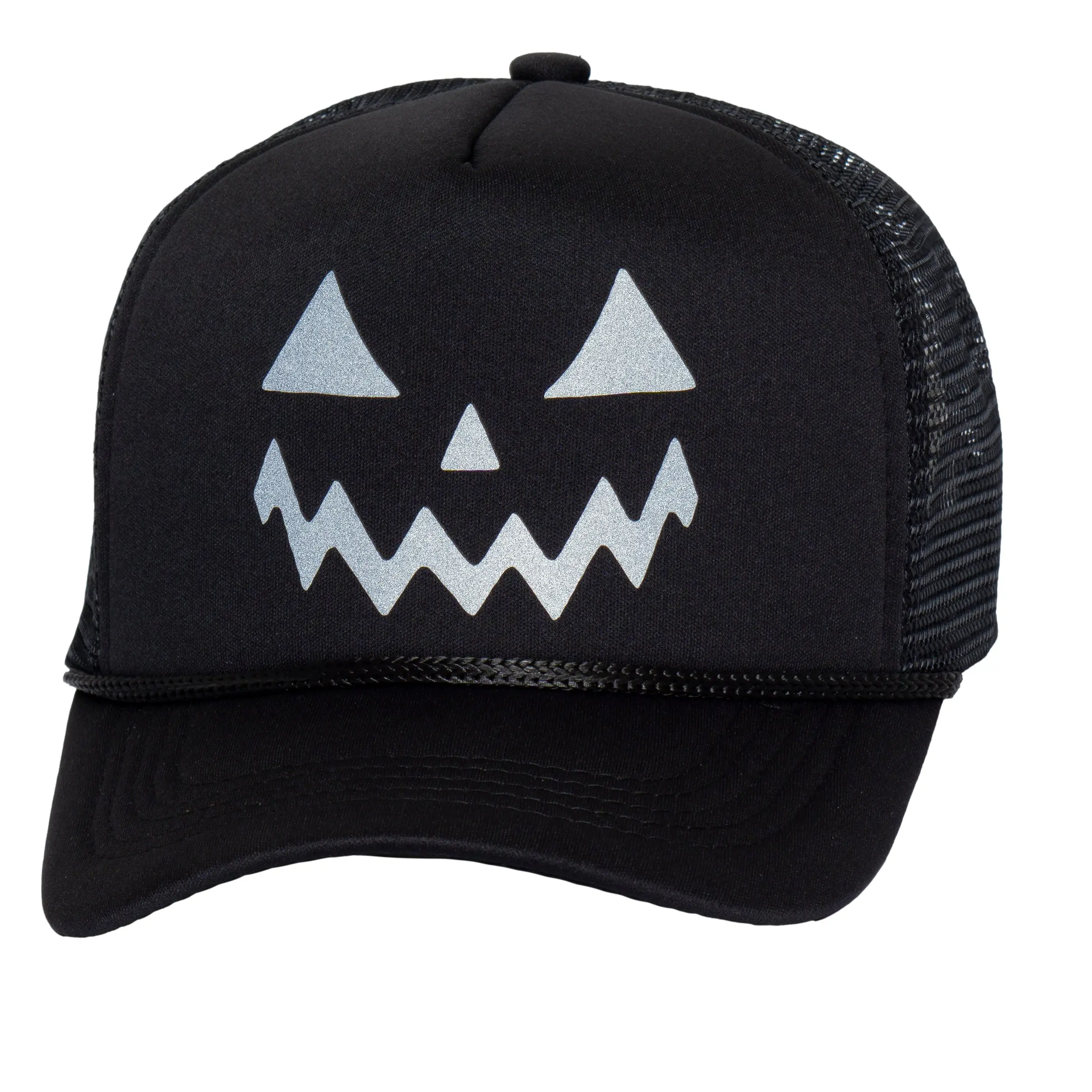 Mens Reflective Halloween Jack O Lantern Hat Trick or Treat Dads Trucker Cap