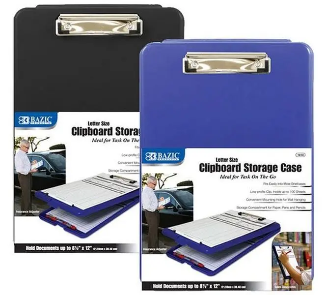 Bazic Wall Hanging Office Clipboard Storage Case - Wall Mount Hole, Low Profile Clip, Compact Storage, Letter Size, Holds Up to 100 Sheets, 13.976" H x 10.236" W x 0.787" L, Case of 12, Convenient Mounting Hole