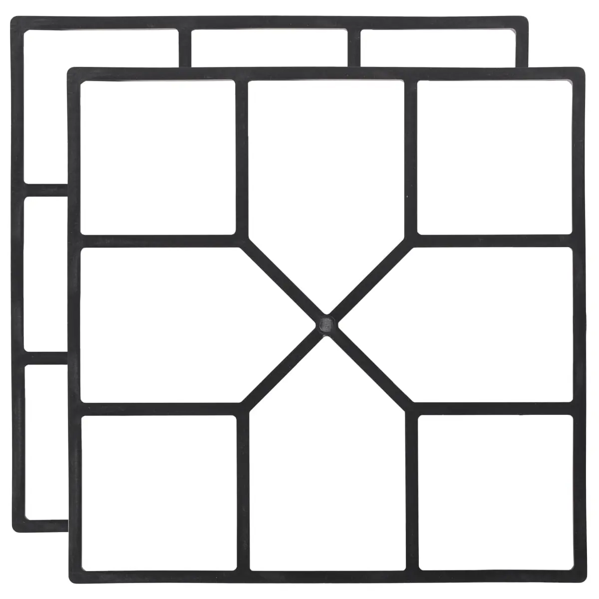 Gardenised Reusable Square Cement Mold Stamps (Pack of 2, 1.5x16x16 in, Black) - Durable Outdoor Landscaping Path Maker for Patio Walkway Stepping Stone Pavers, Yard